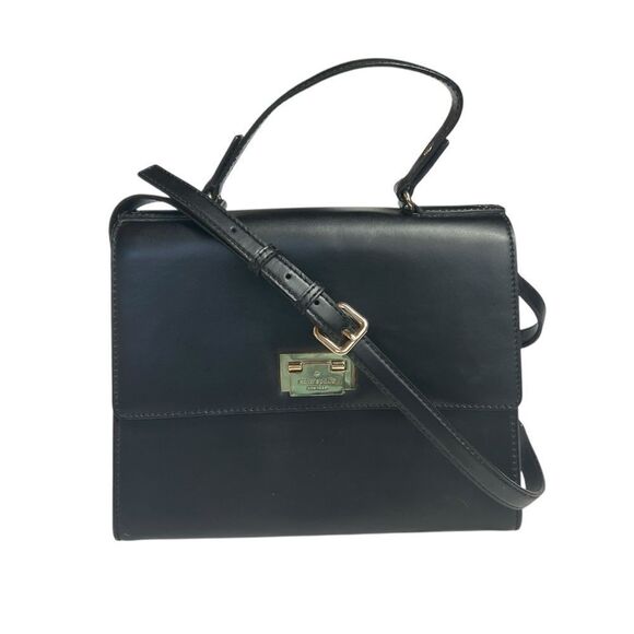 Kate Spade New York Doris Harwood Place Black Leather Satchel crossbody Purse